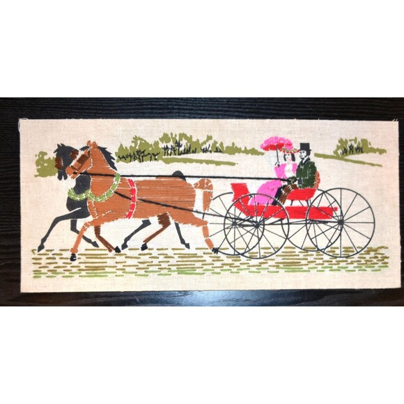 Vintage Yarn Art Hot Pink with Parasol on a Carriage - Picture 1 of 8